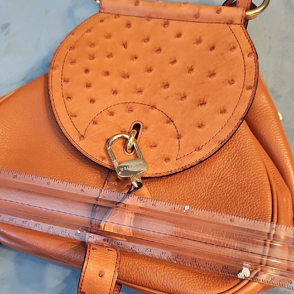 Delvaux Ostrich Leather Elegant Tan Leather Women's Bag - Picture 7 of 8